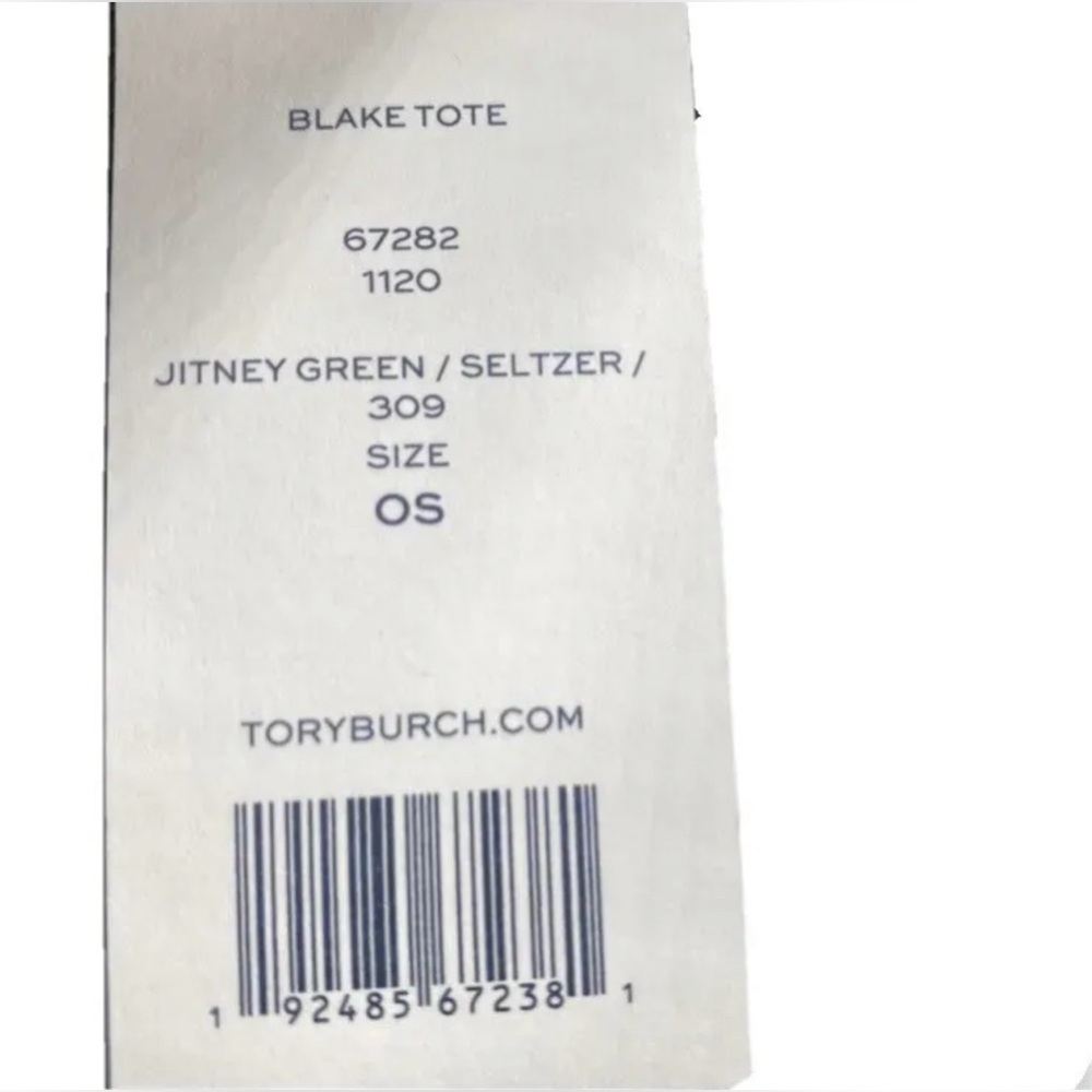 NWT TORY BURCH BLAKE TOTE IN JITNEY GREEN LEATHER SHOULDER BAG POUCH - Picture 8 of 9